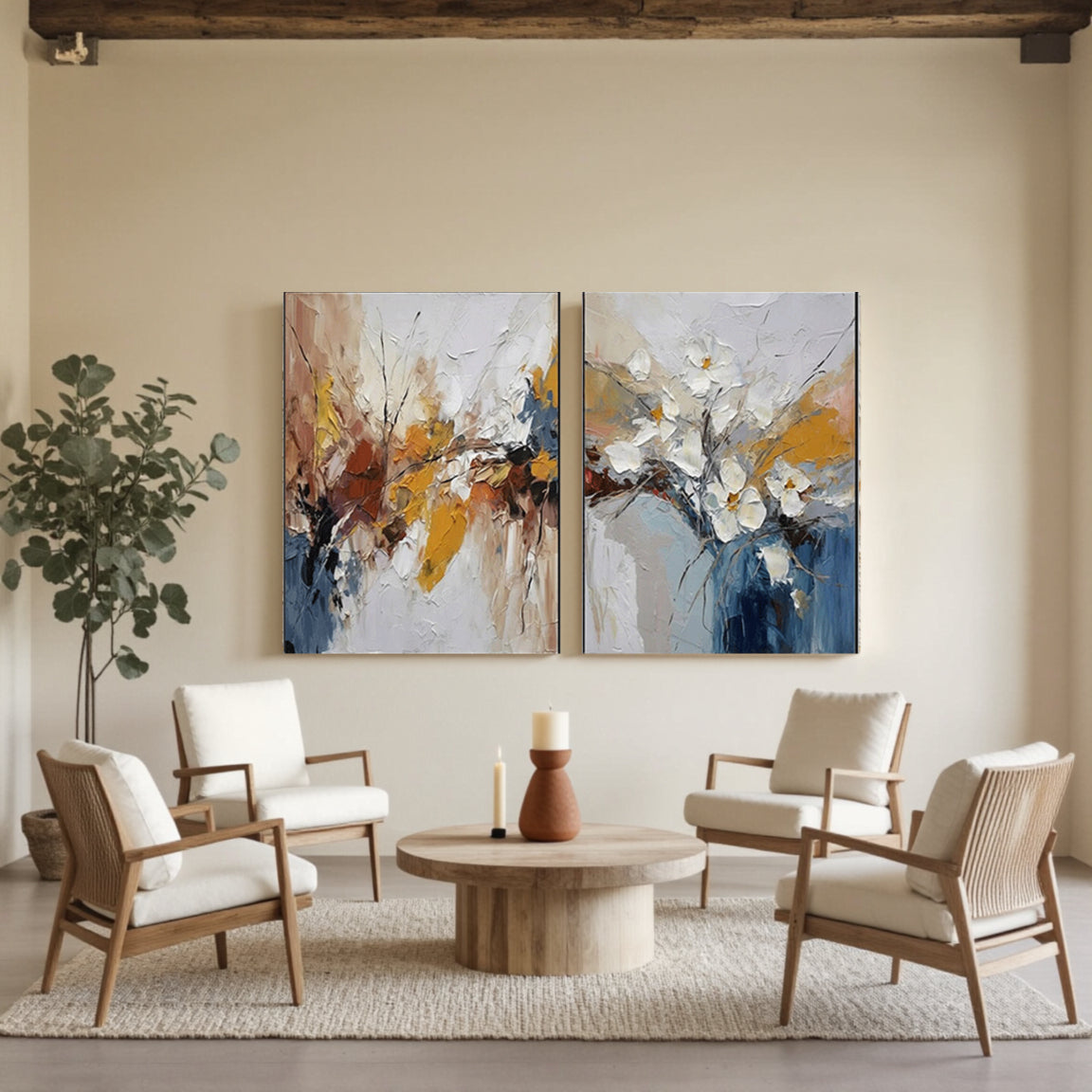 Flower And Tree Painting Set of 2 #FT 040