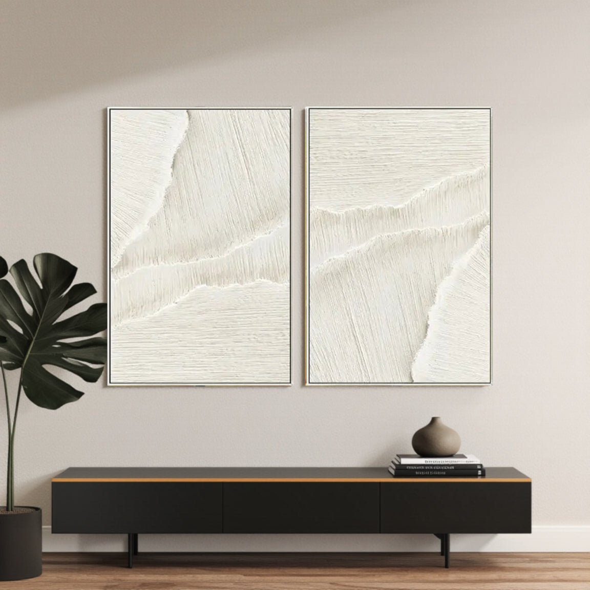 Plaster Art Minimalist Textured Paintings Set of 2 #MM057