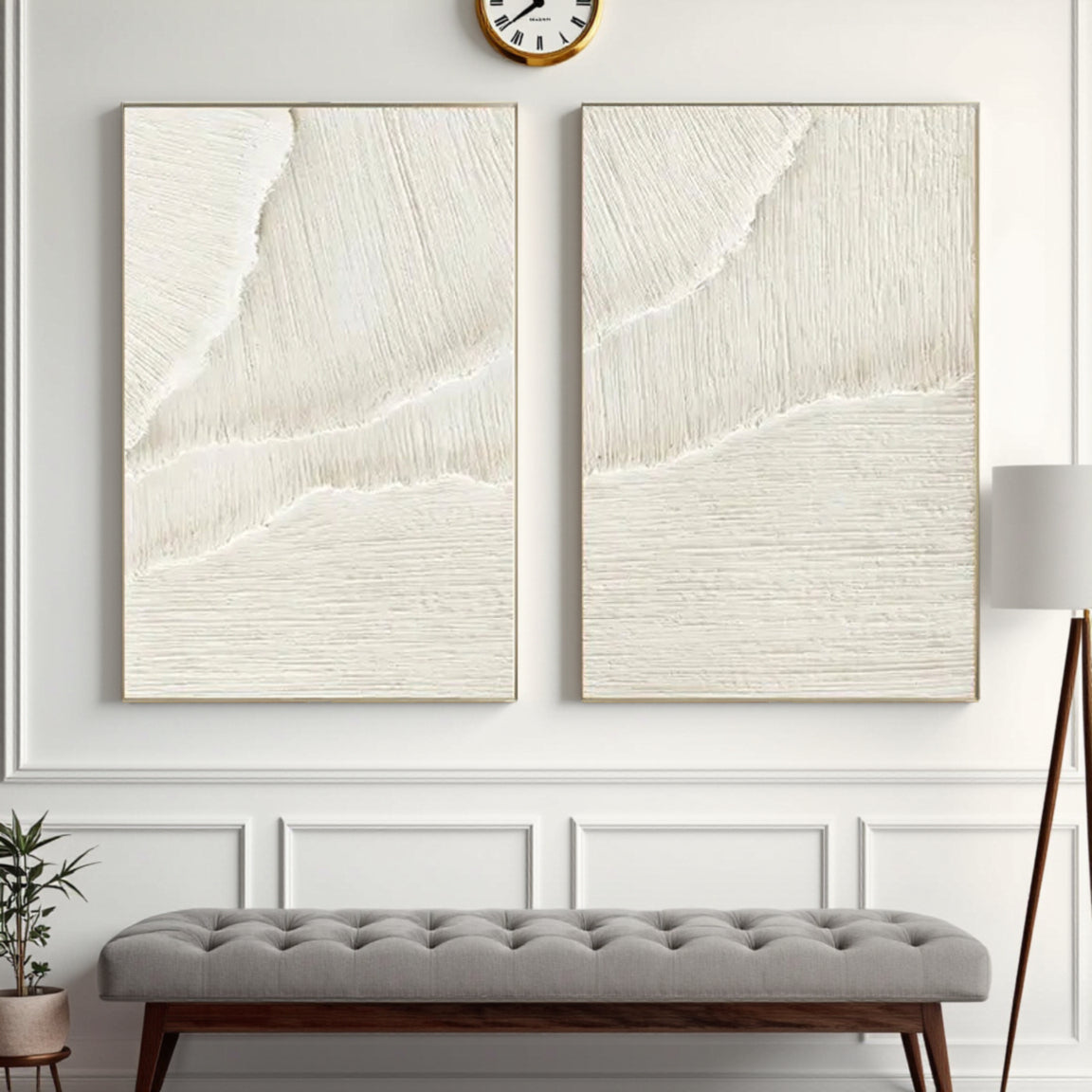 Plaster Art Minimalist Textured Paintings Set of 2 #MM056