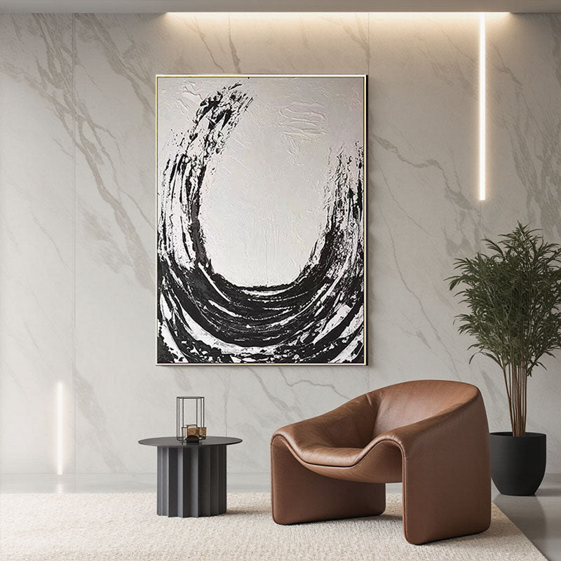 Black White Textured Minimalist Wall Art #MZ047