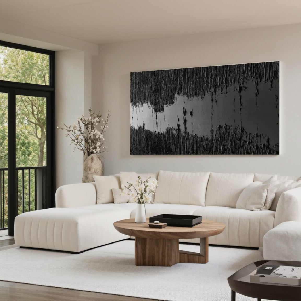 Black Minimalist Textured Painting #MZ014