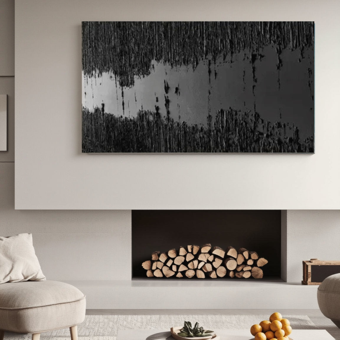 Black Minimalist Textured Painting #MZ014