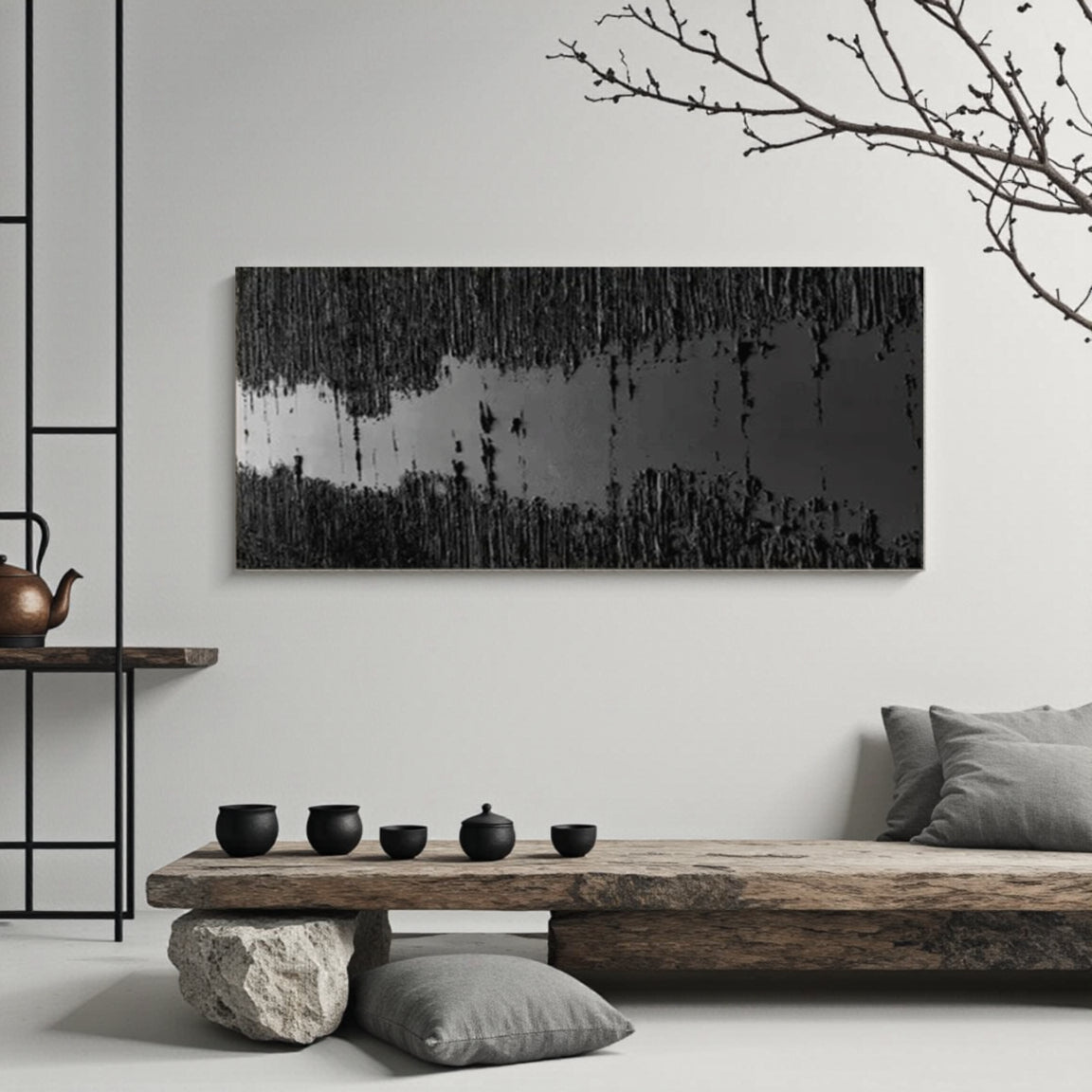 Black Minimalist Textured Painting #MZ014