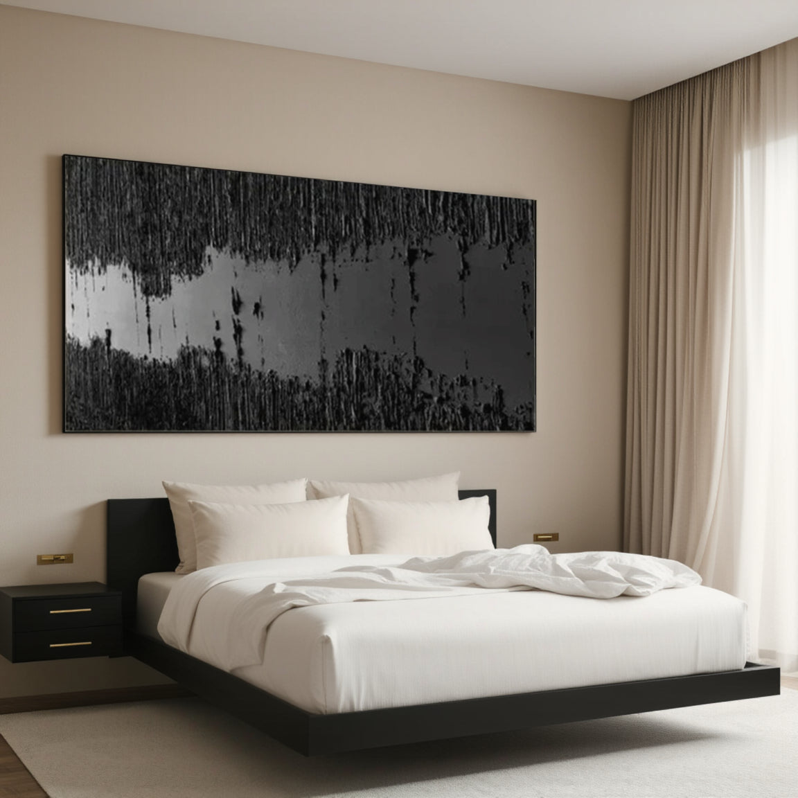 Black Minimalist Textured Painting #MZ014