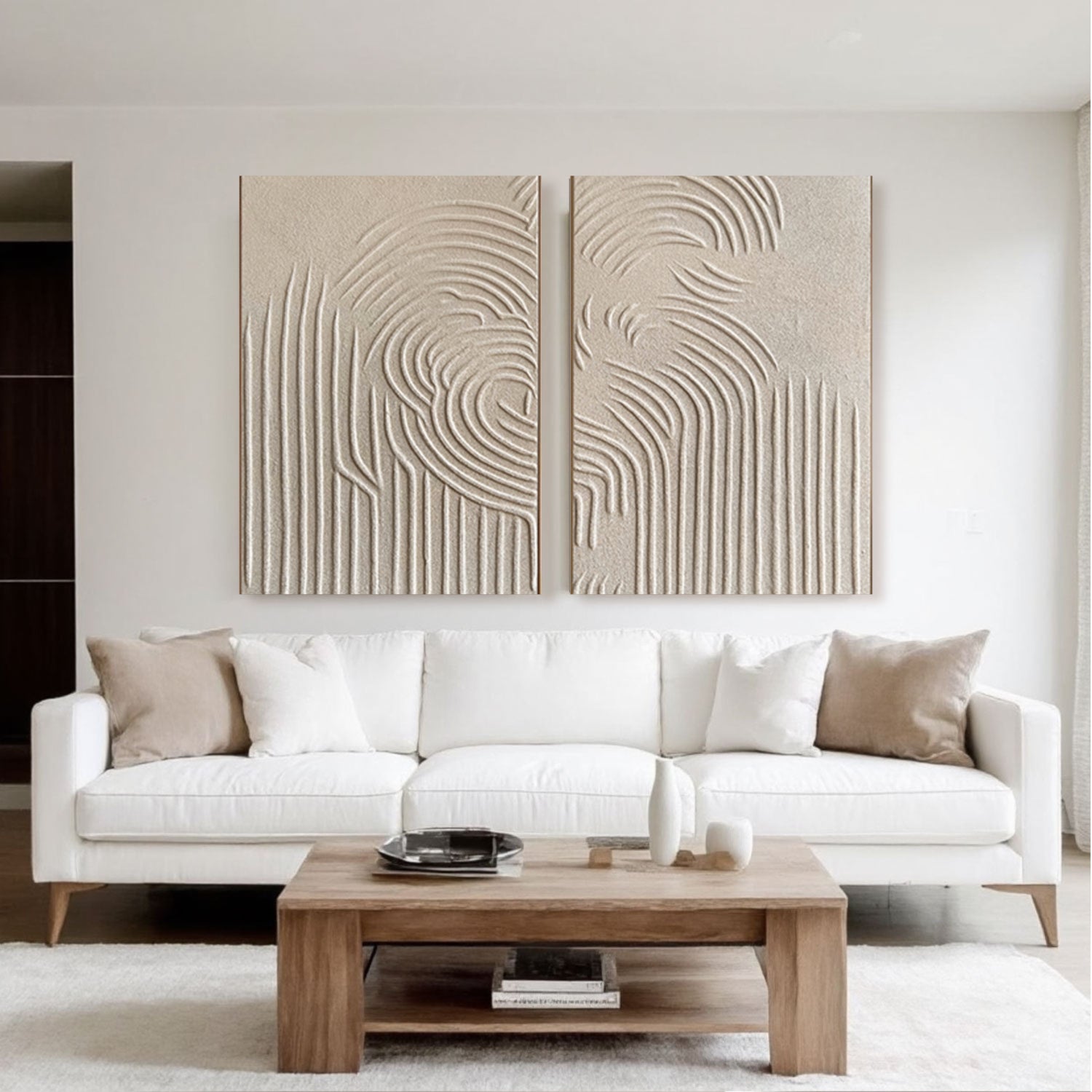 Beige & Brown Abstract Set of 2 #BB066