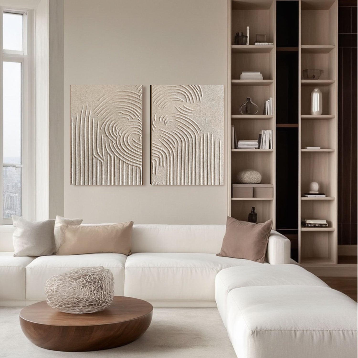 Beige & Brown Abstract Set of 2 #BB066