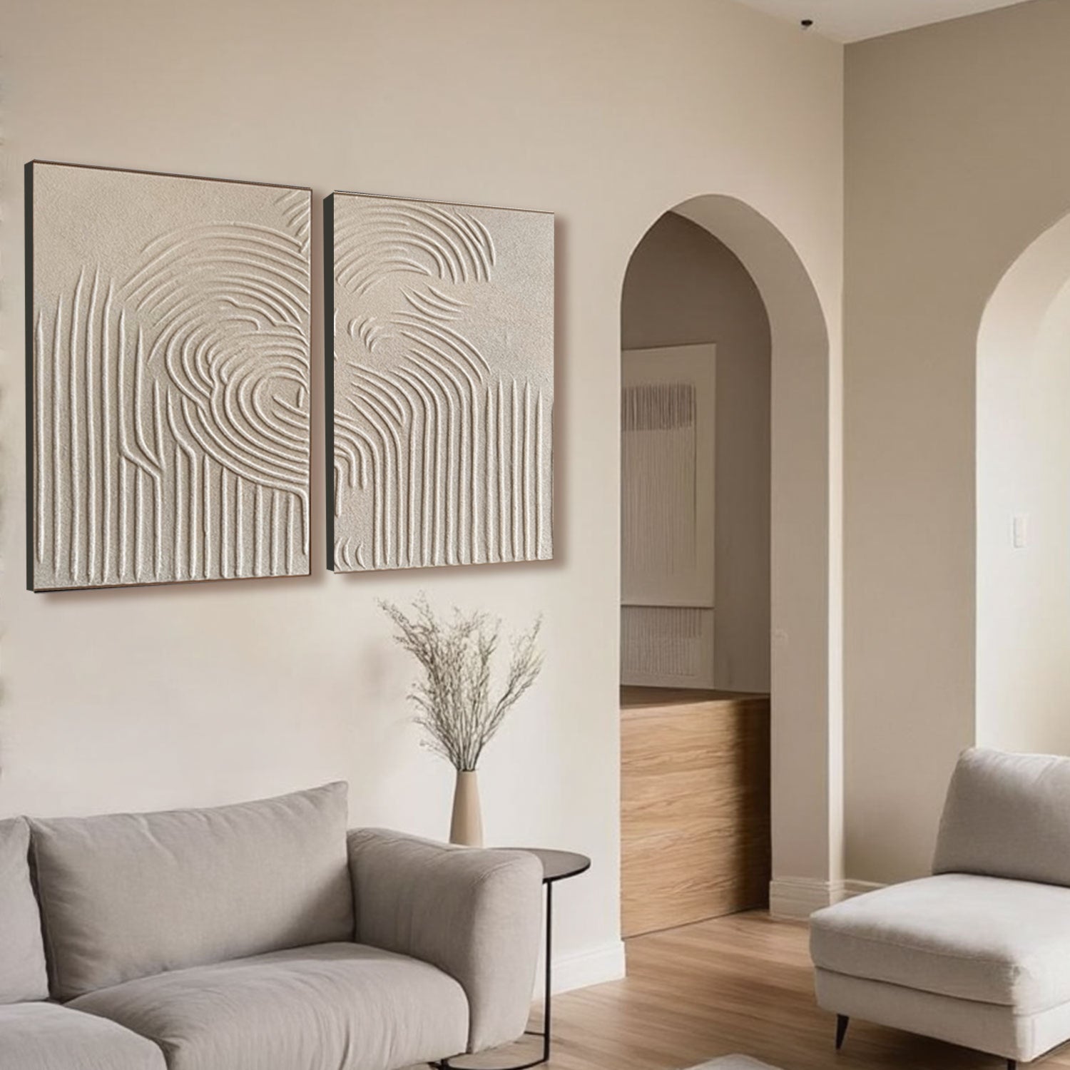 Beige & Brown Abstract Set of 2 #BB066