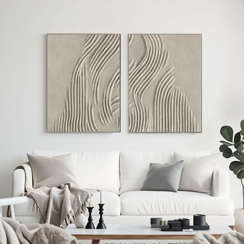 Beige & Brown Abstract Set of 2 #BB146