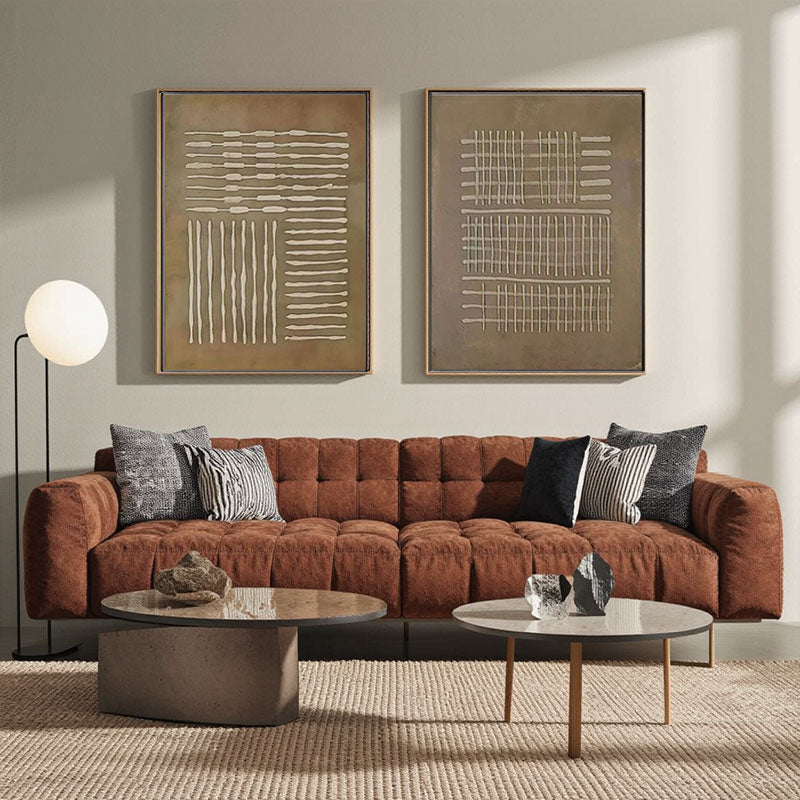 Beige & Brown Abstract Set of 2 #BB154