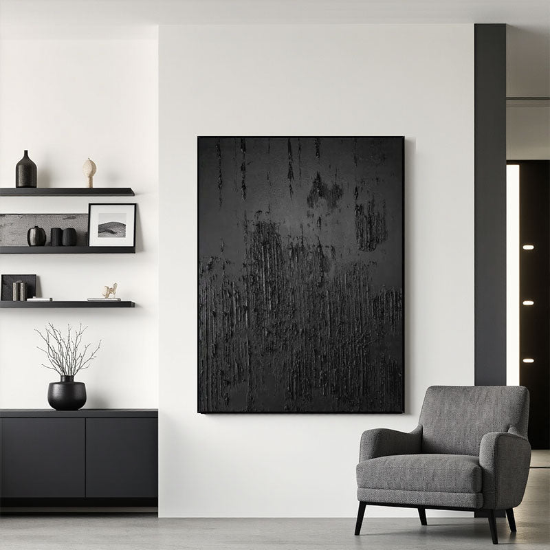 Black Minimalist Textured Wall Art #MZ010