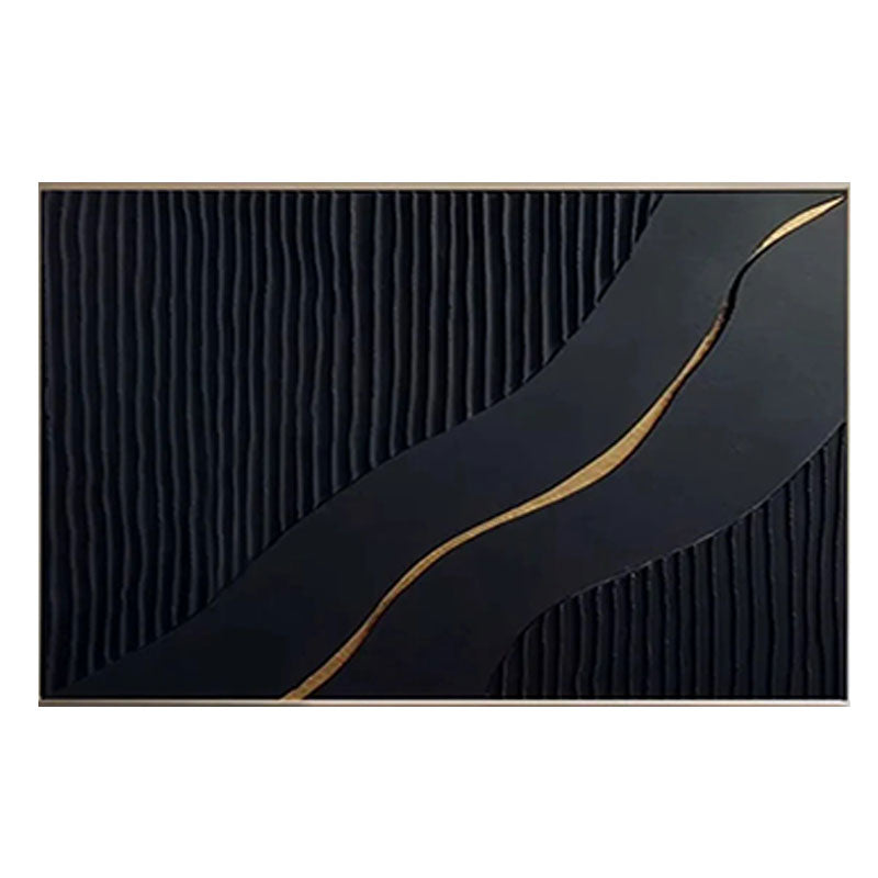 Black Gold Minimalist Textured Painting #MZ082