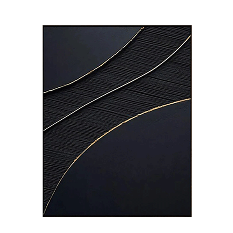 Black Gold Minimalist Textured Painting #MZ049