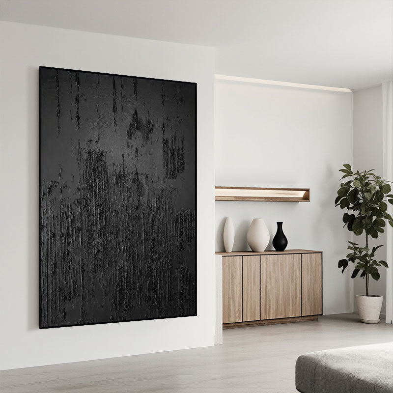 Black Minimalist Textured Wall Art #MZ010