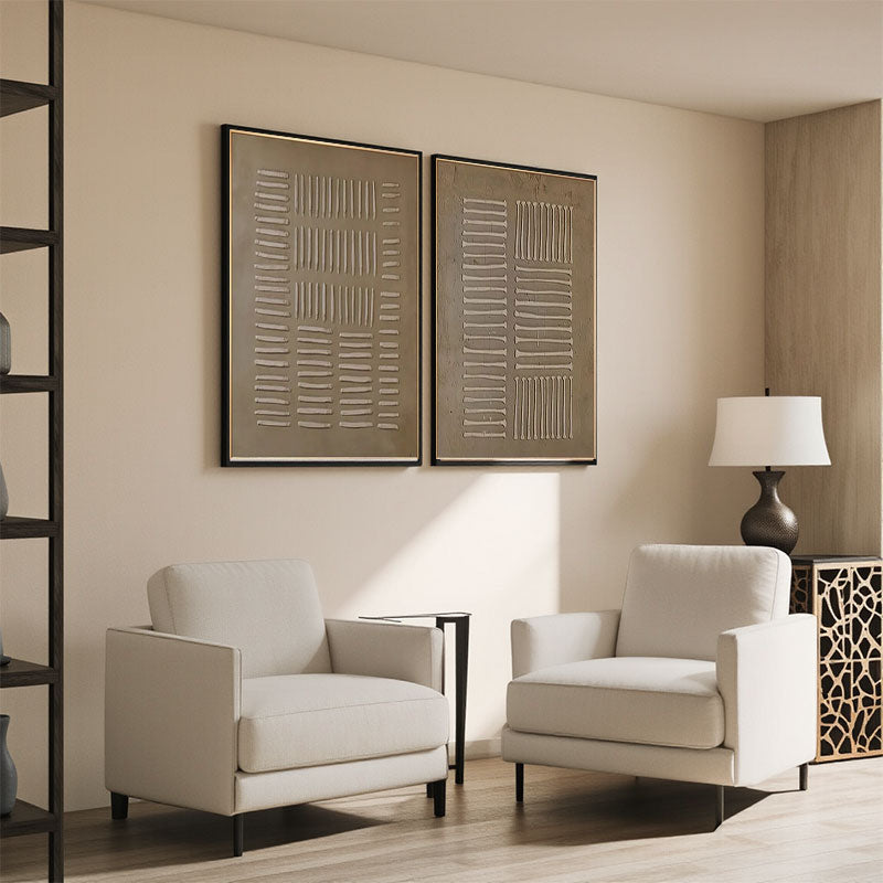 Beige & Brown Abstract Set of 2 #BB153