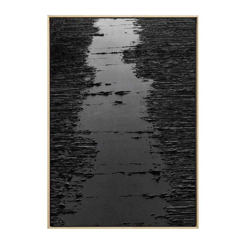 Black Minimalist Textured Painting Canvas #MZ008