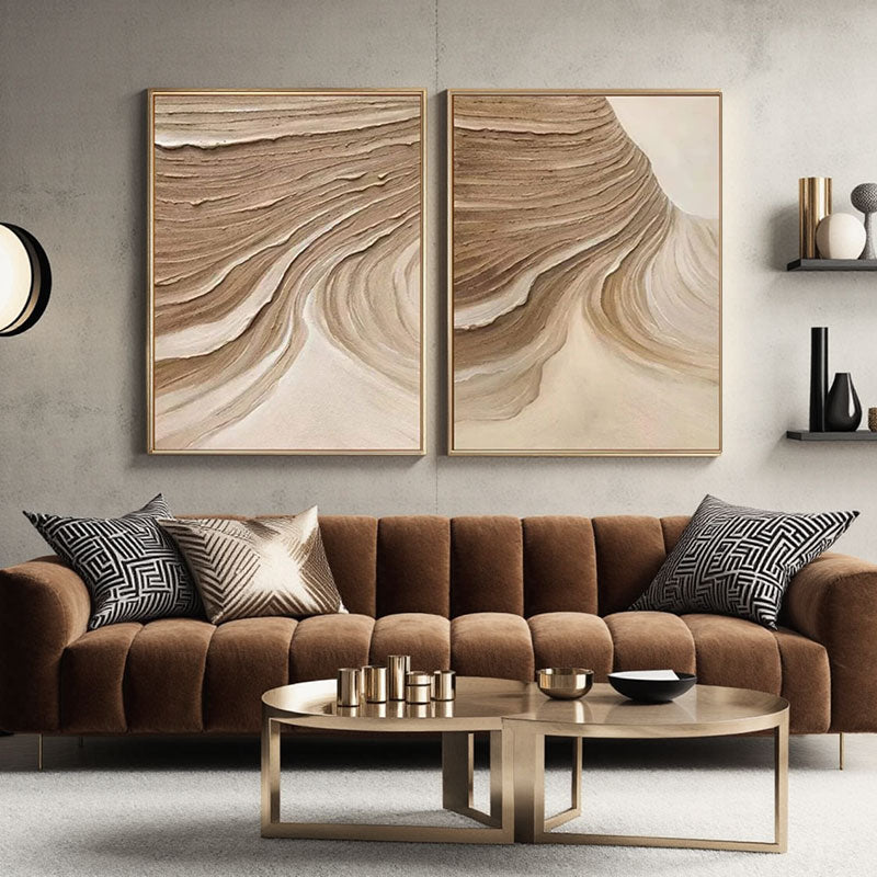 Beige & Brown Abstract Set of 2 #BB135