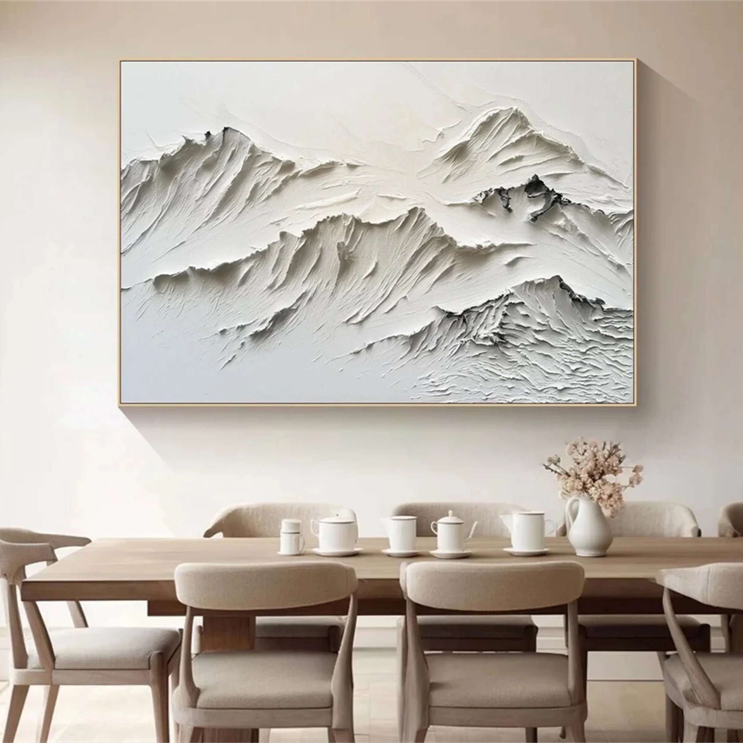White Minimalist Textured Painting Canvas #MM158