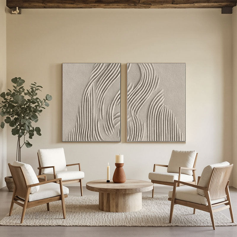 Beige & Brown Abstract Set of 2 #BB146