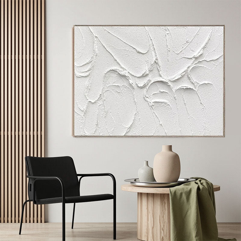 White Minimalist Textured Painting Canvas #MM196