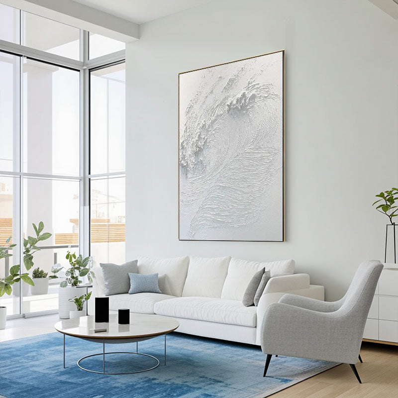 White Minimalist Textured Painting Canvas #MM014