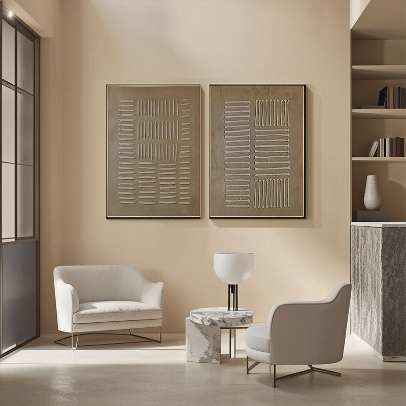 Beige & Brown Abstract Set of 2 #BB153