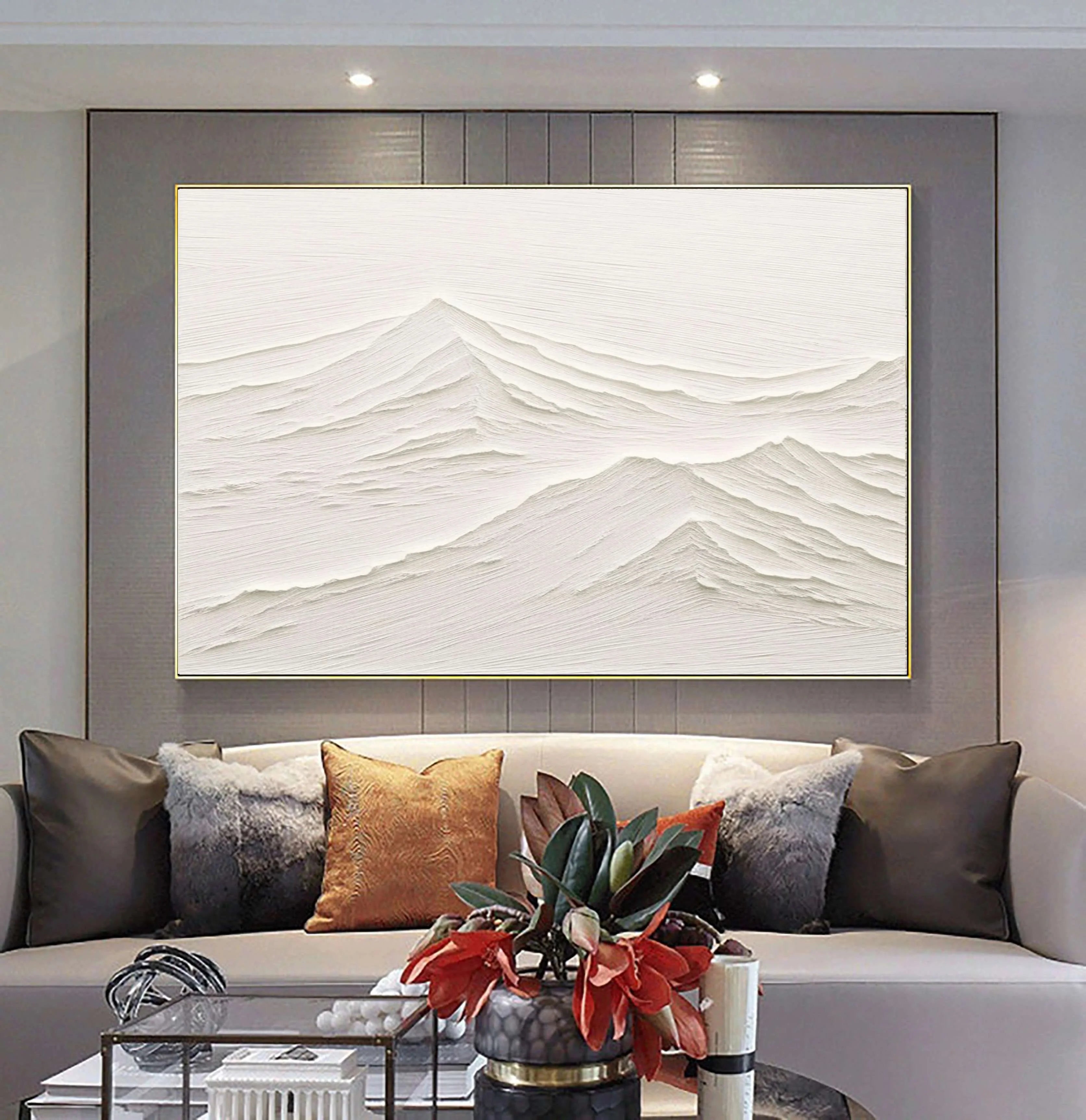 White Minimalist Textured Painting Canvas #MM071