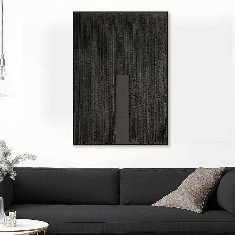Black Minimalist Textured Painting Canvas #MZ025