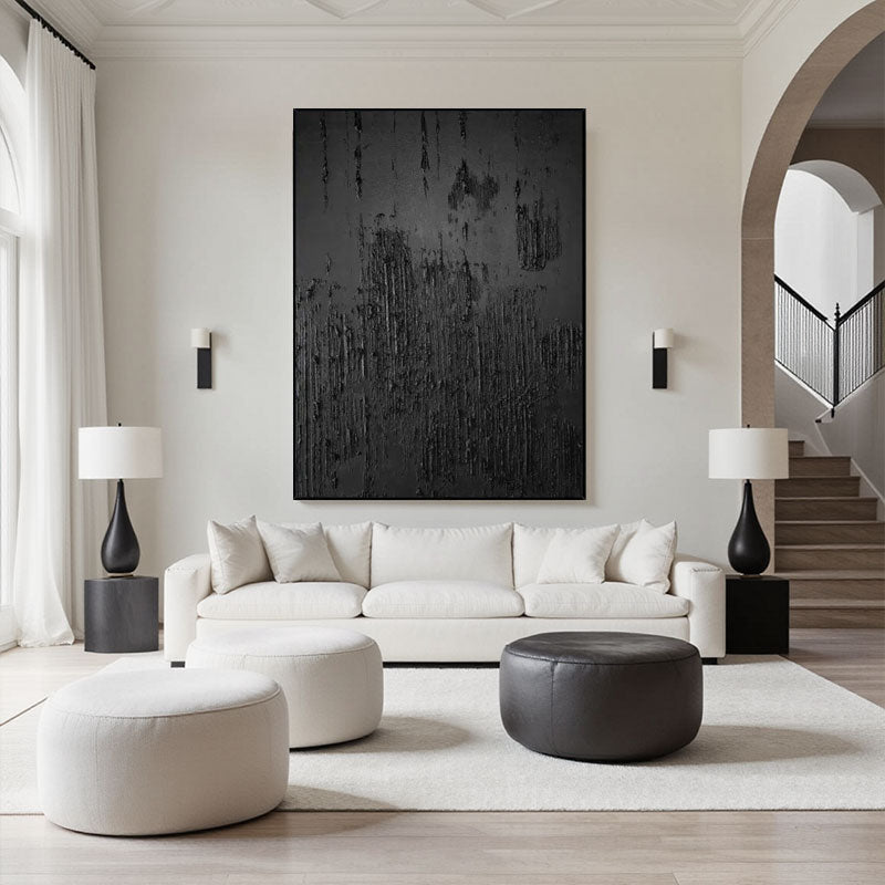 Black Minimalist Textured Wall Art #MZ010