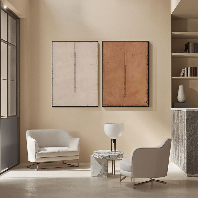 Beige & Brown Abstract Set of 2 #BB161