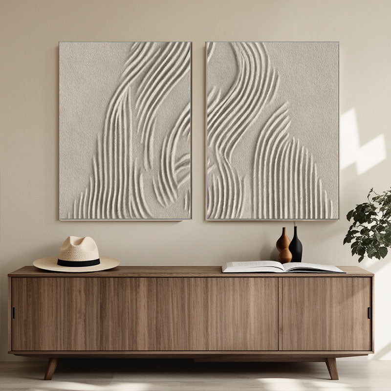 Beige & Brown Abstract Set of 2 #BB146