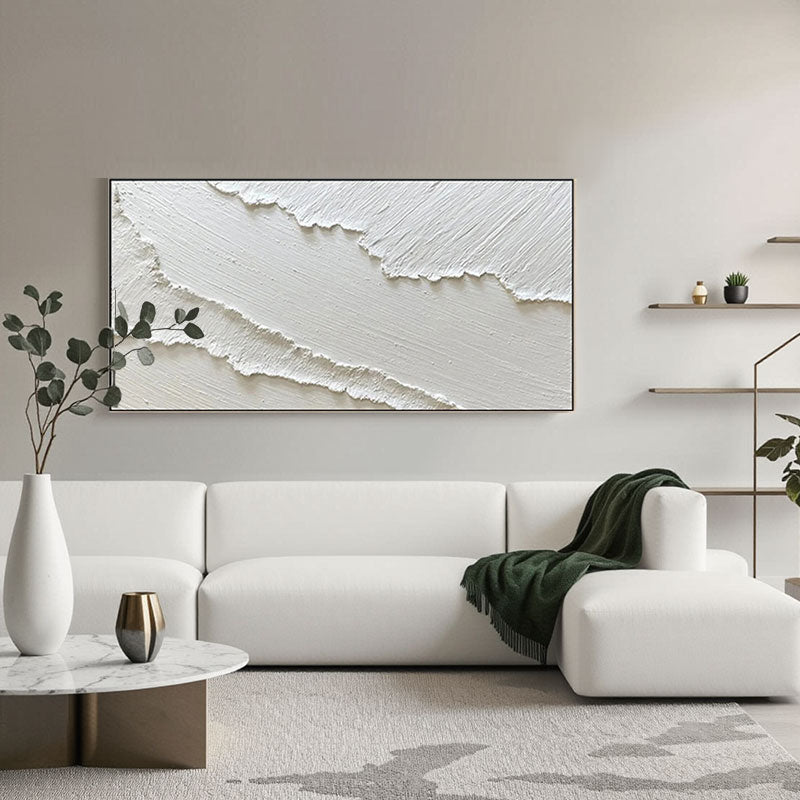 White Minimalist Textured Painting Canvas #MM193