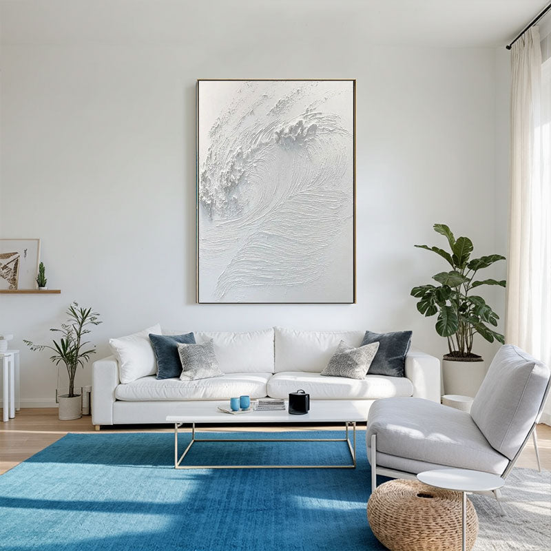 White Minimalist Textured Painting Canvas #MM014