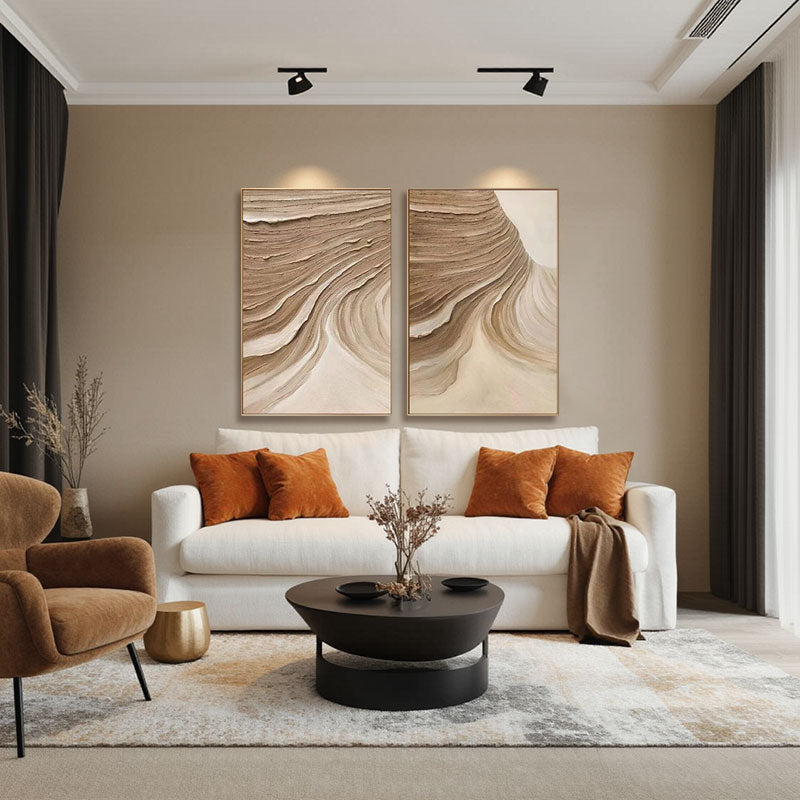 Beige & Brown Abstract Set of 2 #BB135