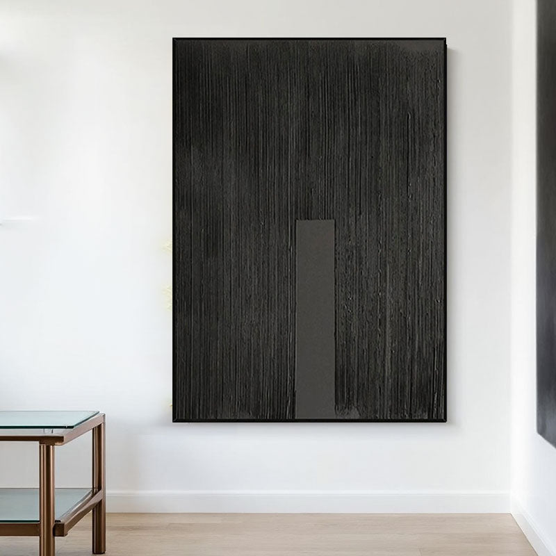 Black Minimalist Textured Painting Canvas #MZ025