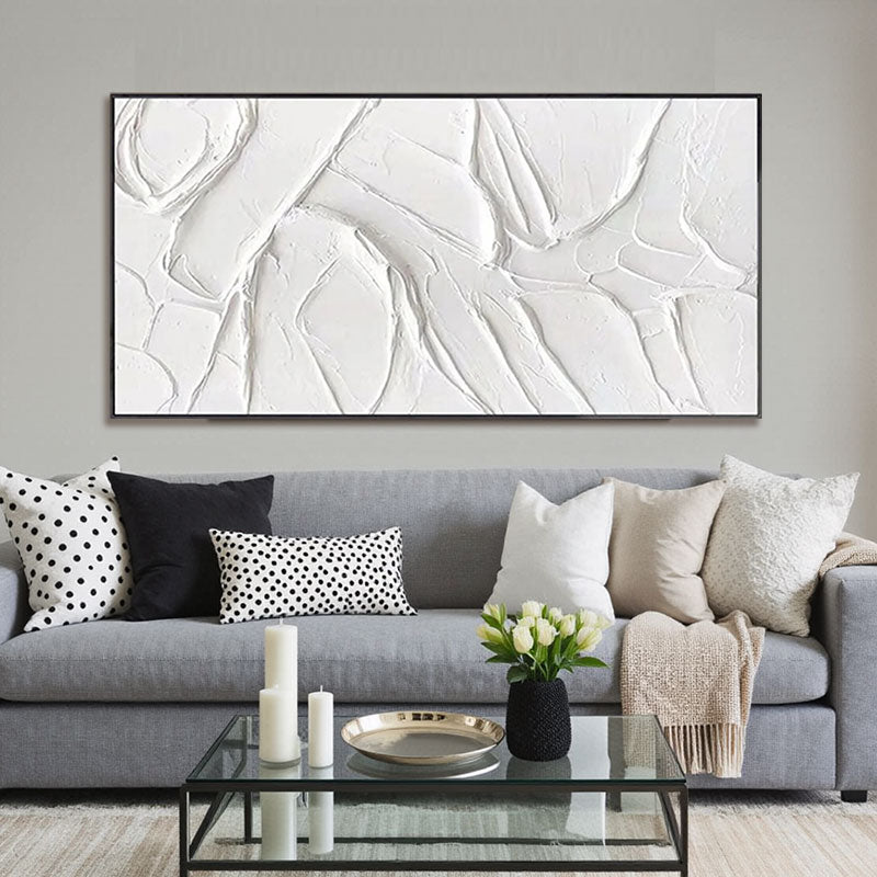 White Minimalist Textured Painting Canvas #MM104