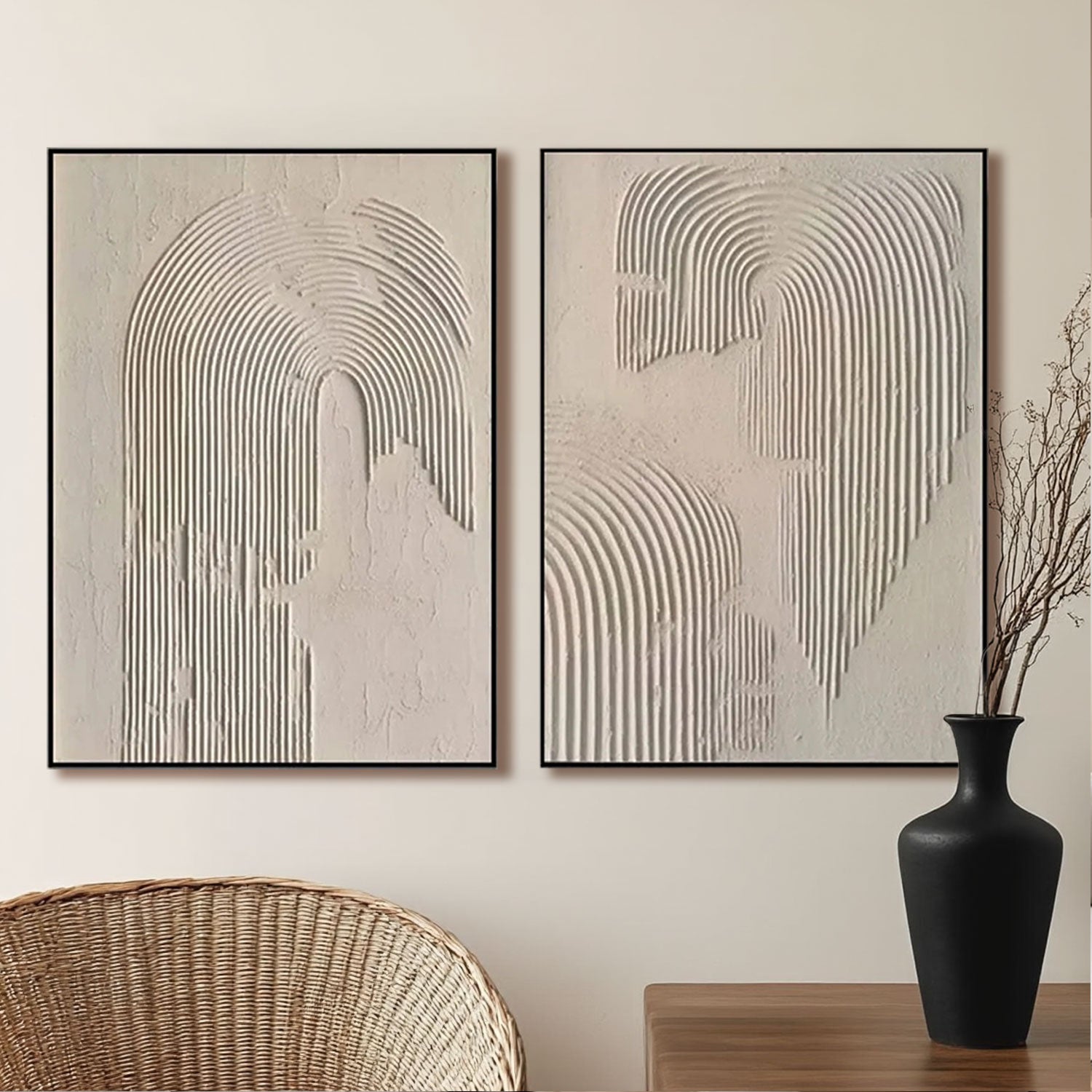 Beige & Brown Abstract Set of 2 #BB069