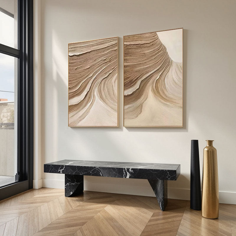 Beige & Brown Abstract Set of 2 #BB135