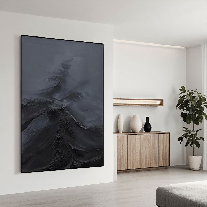 Black Minimalist Textured Painting #MZ143