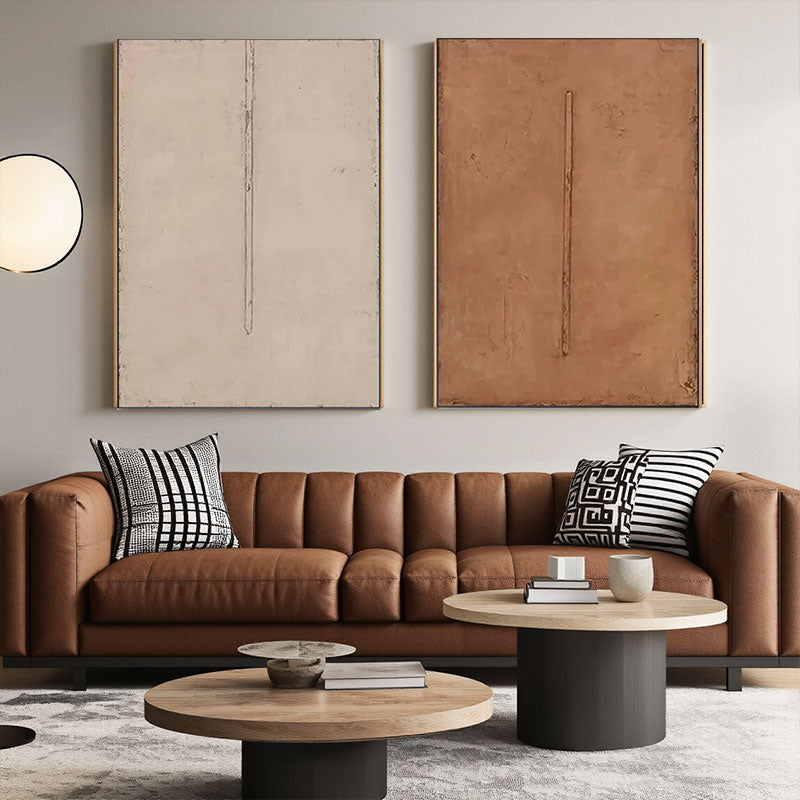 Beige & Brown Abstract Set of 2 #BB161