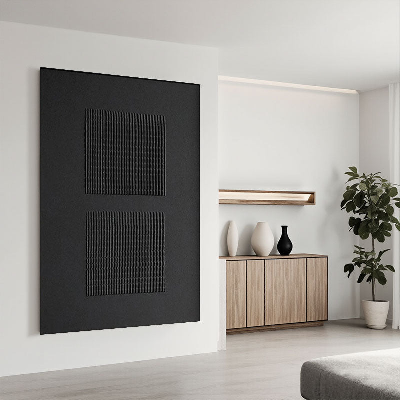 Black Minimalist Textured Painting Canvas #MZ012