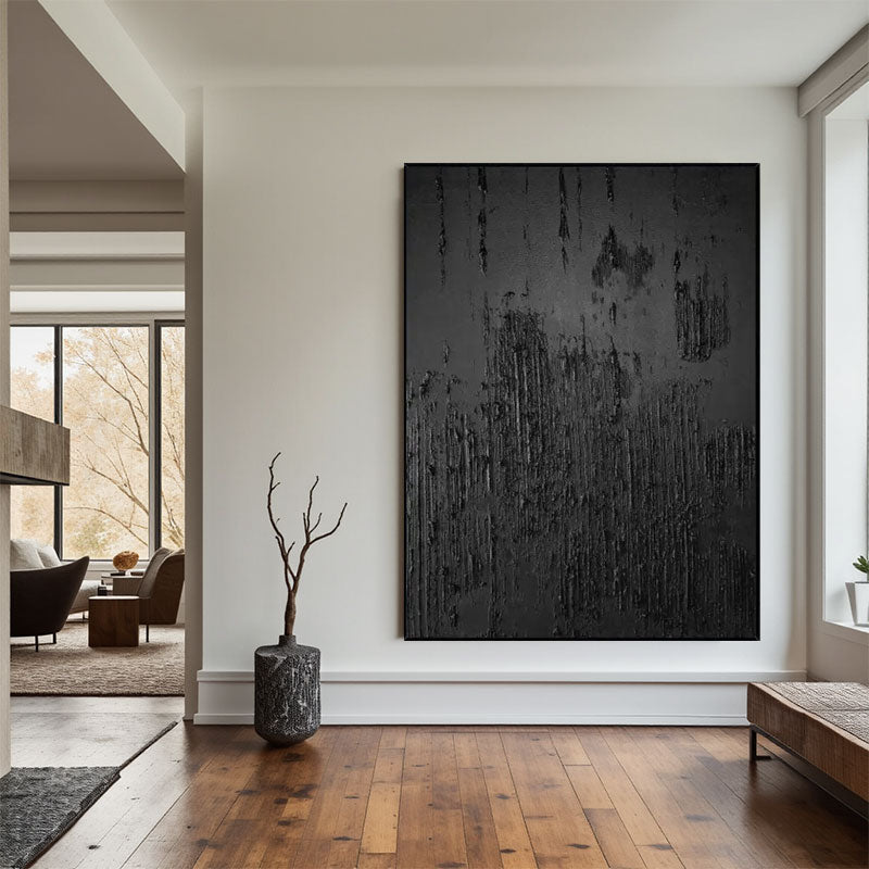 Black Minimalist Textured Wall Art #MZ010