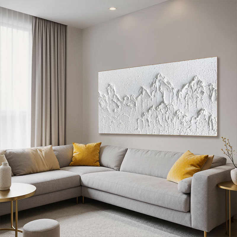 White Minimalist Textured Painting Canvas #MM195