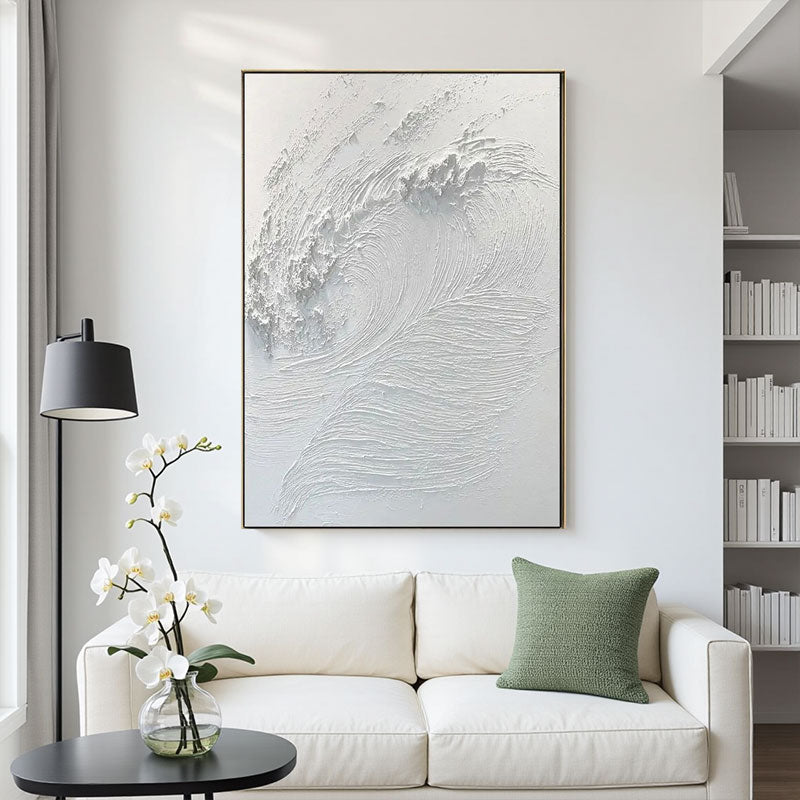 White Minimalist Textured Painting Canvas #MM014