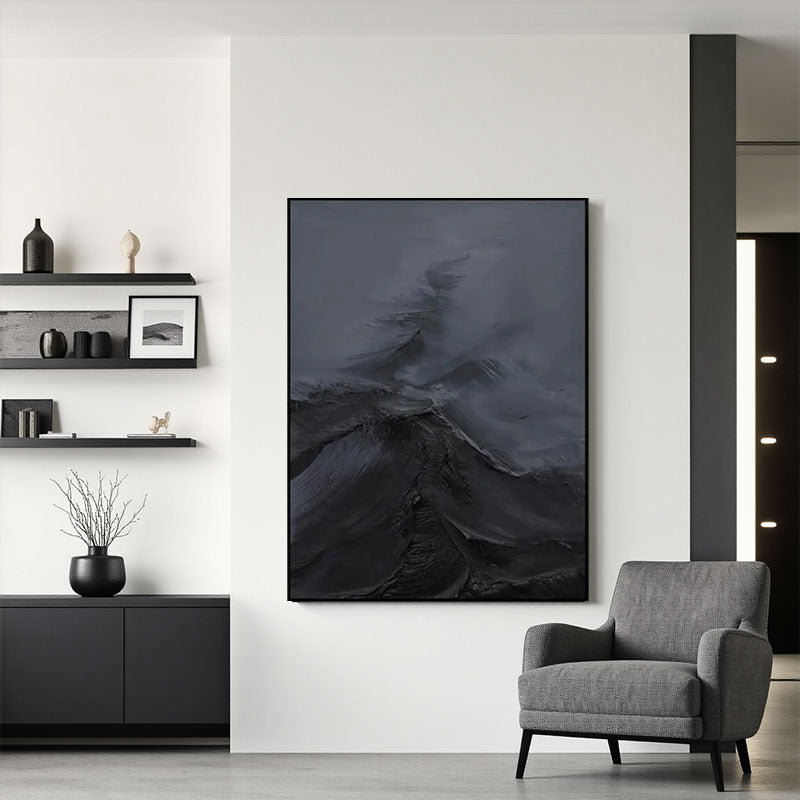 Black Minimalist Textured Painting #MZ143