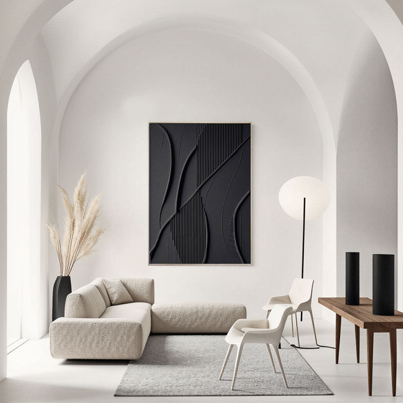 Black Minimalist Textured Painting #MZ138