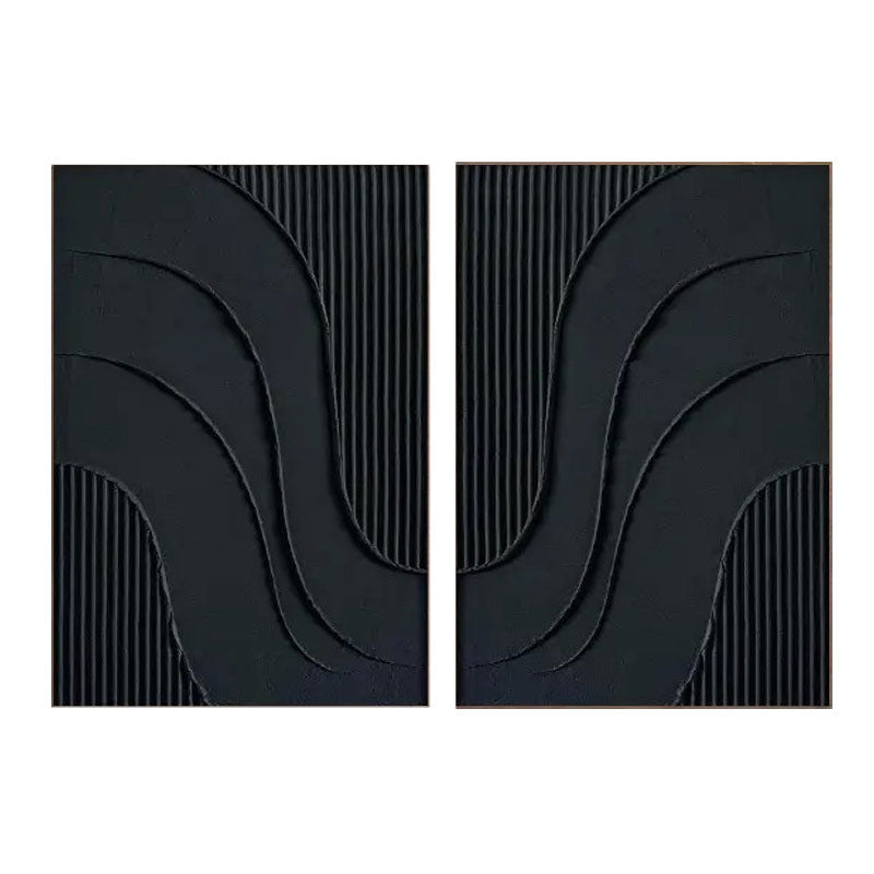 Black Plaster Art Minimalist Textured Paintings Set of 2 #MZ027