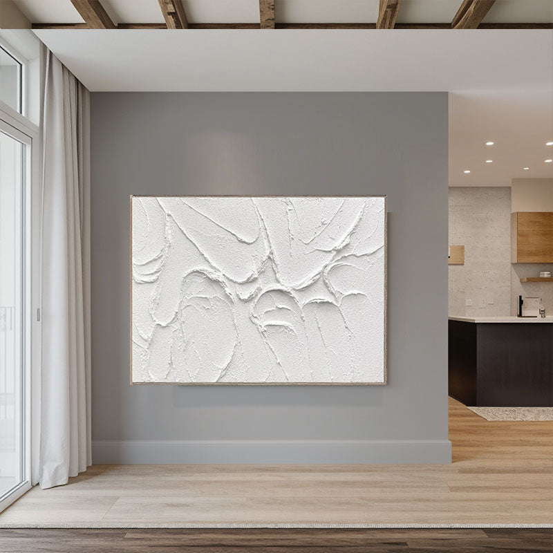 White Minimalist Textured Painting Canvas #MM196