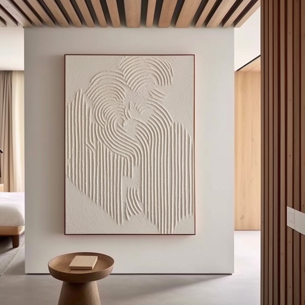 Beige & Brown Abstract Textured Painting Canvas #BB022