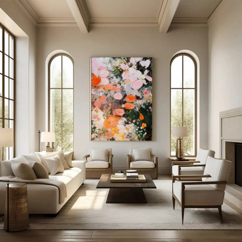 Plaster Painting "Fleurs en Éclosion"