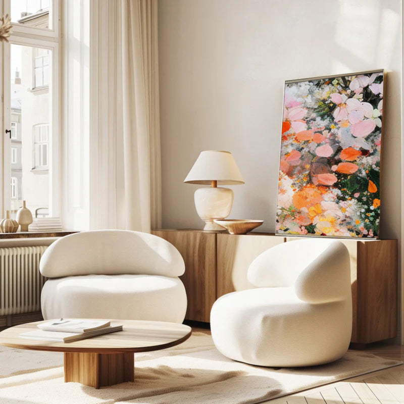 Plaster Painting "Fleurs en Éclosion"